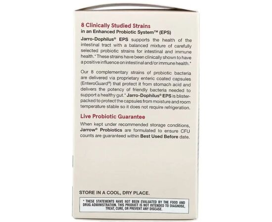 Вітамінно-мінеральний комплекс Jarrow Formulas Пробіотики, 10 млрд КУО на порцію, Jarro-Dophilus EPS, 120 вегетар (JRW-03024), зображення 4