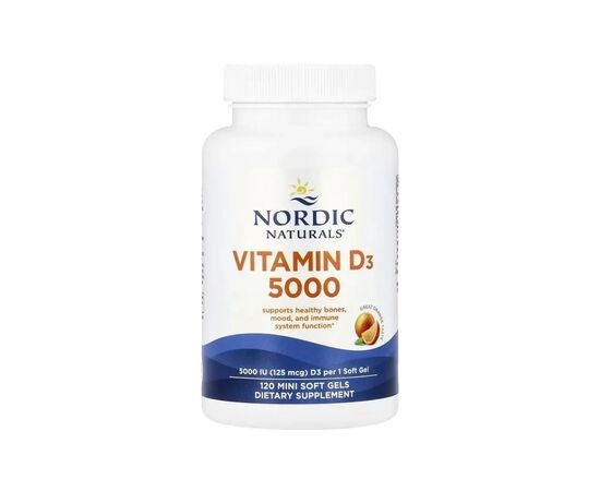 Вітамінно-мінеральний комплекс Nordic Naturals Вітамін D3, 125 мкг (5000 МО), апельсиновий смак, Vitamin D3, 120 міні до (NOR-01503), зображення 3