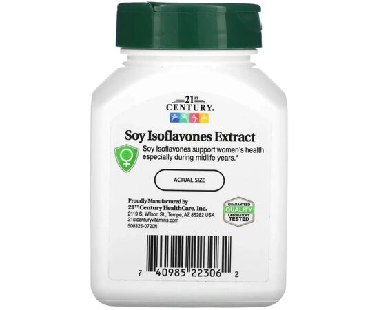 Вітамінно-мінеральний комплекс 21st Century Соєві Ізофлавони, Standardized Soy Isoflavones Extract, 60 вегетаріанс (CEN-22306), зображення 3