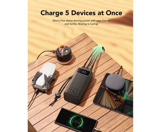 Батарея универсальная VEGER 56000mAh W5001C Tank 100W, PD, QC, Black (6970453555454), изображение 5