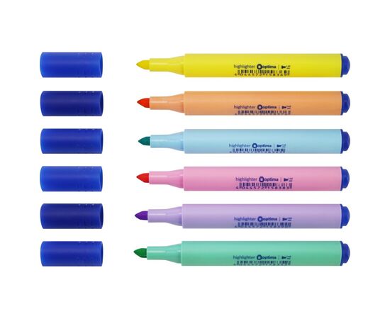 Набір маркерів Optima текстових 1-4,5 мм, 6 пастельних кольорів в пеналі (O15831), зображення 2