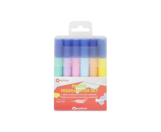 Набір маркерів Optima текстових 1-4,5 мм, 6 пастельних кольорів в пеналі (O15831)
