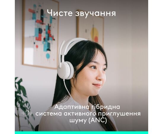 Навушники Logitech Zone Wired 2 USB White (981-001621), зображення 2