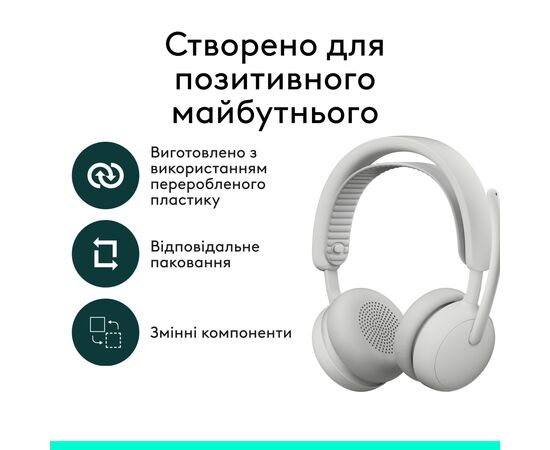 Навушники Logitech Zone Wireless 2 ES Off-White (981-001508), зображення 10