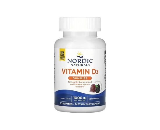 Вітамінно-мінеральний комплекс Nordic Naturals Вітамін D3, 25 мкг (1000 МО), смак ягід, Vitamin D3, 60 жувальних (NOR-31140)
