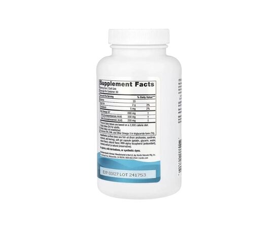Вітамінно-мінеральний комплекс Nordic Naturals Омега-3, 690 мг на порцію, смак лимона, Omega-3, 120 гелевих кап (NOR-02760), зображення 4