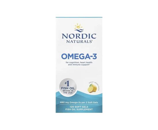 Вітамінно-мінеральний комплекс Nordic Naturals Омега-3, 690 мг на порцію, смак лимона, Omega-3, 120 гелевих кап (NOR-02760)