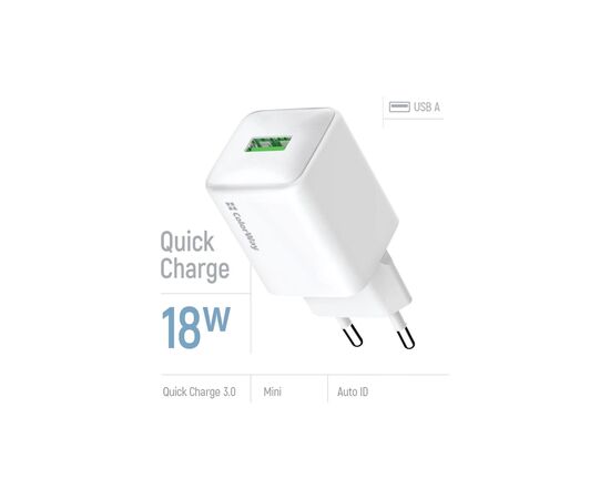 Зарядний пристрій ColorWay USB QC3.0 18W white (CW-CHS063Q-WT), зображення 6