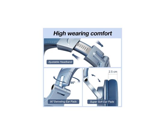 Наушники OneOdio Fusion A70 Bluetooth+3,5мм/6,35мм Sky Blue (A70 Sky Blue), изображение 5