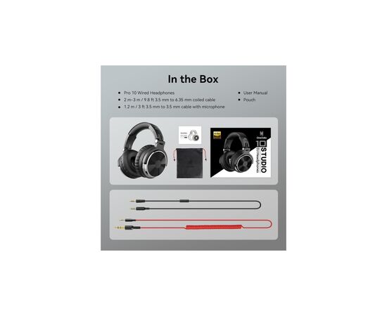 Навушники OneOdio Pro 10 3,5мм/6,35мм Black (Pro 10 Black), зображення 3