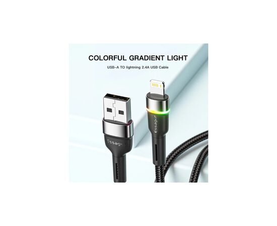 Дата кабель USB 2.0 AM to Lightning 1.0m 2.4A black Essager (EXCL-XCD01), зображення 3