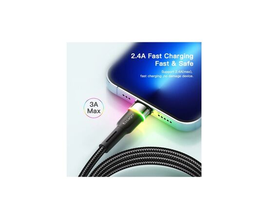 Дата кабель USB 2.0 AM to Lightning 1.0m 2.4A black Essager (EXCL-XCD01), зображення 5