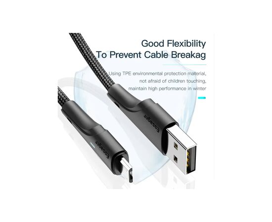 Дата кабель USB 2.0 AM to Micro 5P 1.0m 3A black Essager (EXCM-LS01), зображення 5