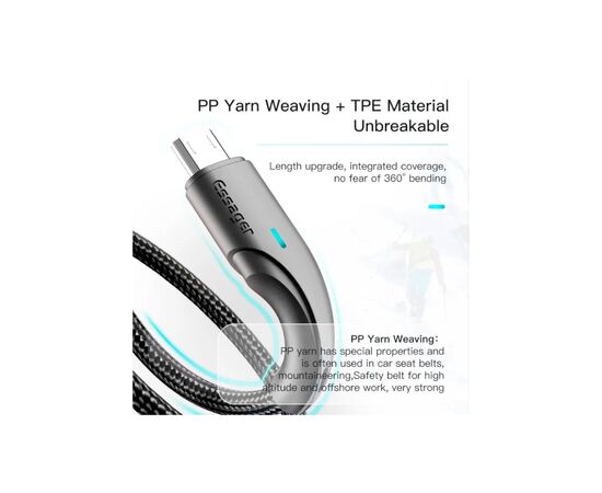 Дата кабель USB 2.0 AM to Micro 5P 1.0m 3A black Essager (EXCM-LS01), зображення 8