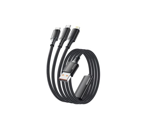 Дата кабель USB 2.0 AM to Lightning + Micro 5P + USB-C 1.2m 100W Essager (EXCMTL-JJ01-P), зображення 2