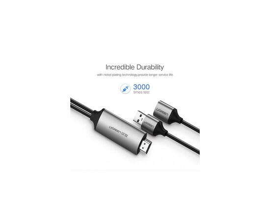 Кабель мультимедийный USB to HDMI 1.5m gray Ugreen (50291), изображение 2