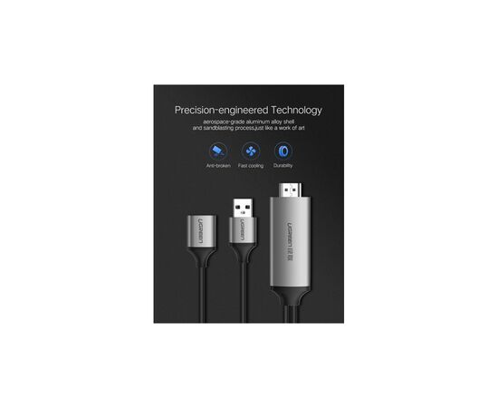 Кабель мультимедийный USB to HDMI 1.5m gray Ugreen (50291), изображение 3