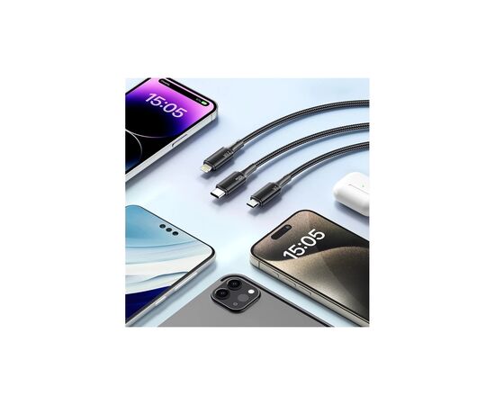 Дата кабель USB 2.0 AM to Lightning + Micro 5P + USB-C 1.2m 100W Essager (EXCMTL-JJ01-P), зображення 4