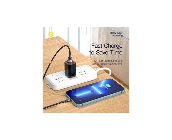 Дата кабель USB 2.0 AM to Lightning 1.0m 2.4A black Essager (EXCL-XC01), зображення 3