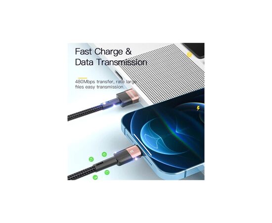 Дата кабель USB 2.0 AM to Lightning 1.0m 2.4A black Essager (EXCL-XC01), зображення 4