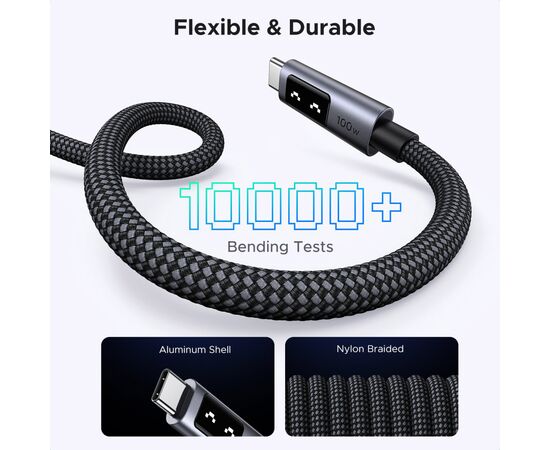 Дата кабель USB-C to USB-C 1.0m PD 100W L509 black Ugreen (35501), зображення 10