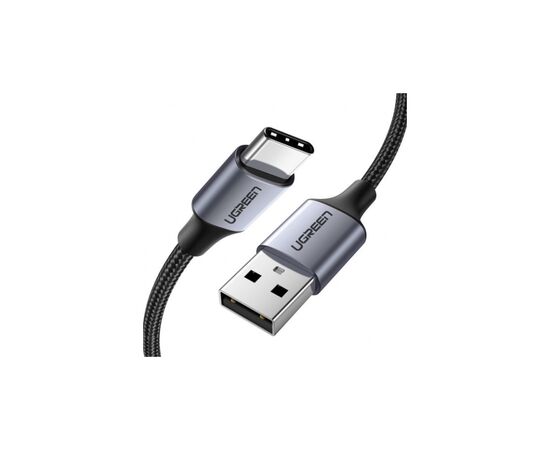 Дата кабель USB 2.0 AM to USB-C 0.25m 3A aluminum braid nickel plating black Ugreen (60124), зображення 2