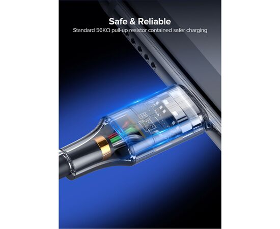 Дата кабель USB 2.0 AM to USB-C 0.25m 3A aluminum braid nickel plating black Ugreen (60124), зображення 6