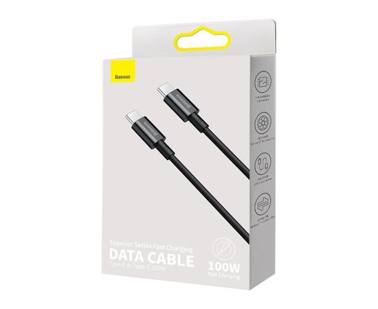 Дата кабель USB-C to USB-C 2.0m 100W black Baseus (CATYS-C01), изображение 3