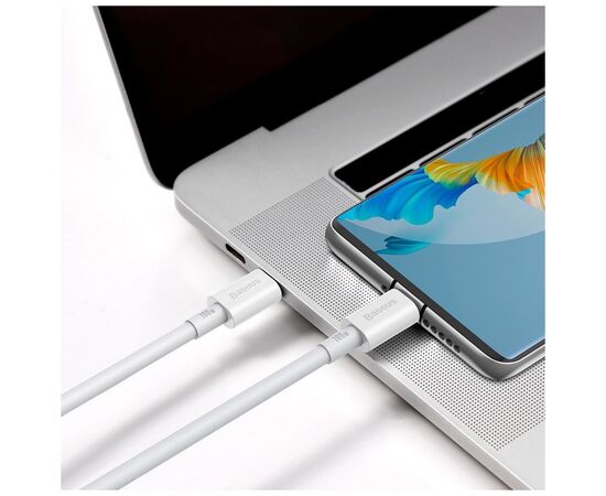 Дата кабель USB-C to USB-C 2.0m 100W white Baseus (CATYS-C02), изображение 5
