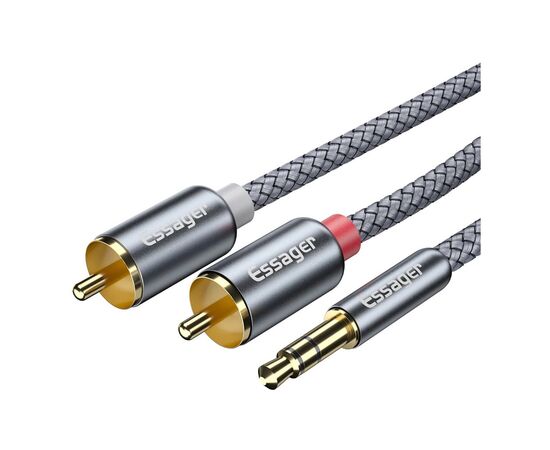 Кабель мультимедійний 3.5mm M to 2xRCA M 3.0m Essager (EYPZJ-MYC0G), зображення 3