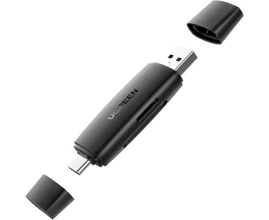 Считыватель флеш-карт Ugreen USB-C + USB to TF/SD 3.0 CM304 black (80191)
