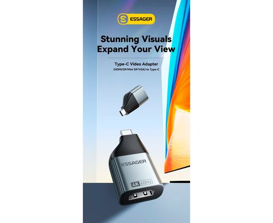 Переходник HDMI F to USB-C M 4K60Hz Essager (EZJHD60-MJ0G-P), изображение 2