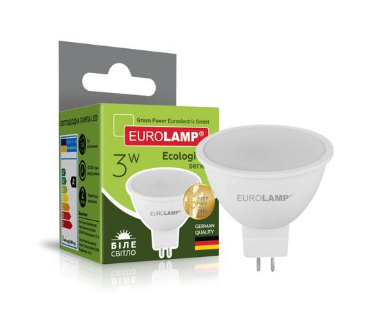 Лампочка Eurolamp LED SMD MR16 3W GU5.3 4000K 220V (LED-SMD-03534(P)), изображение 2
