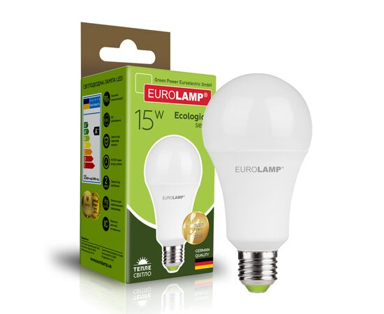 Лампочка Eurolamp LED А70 15W E27 3000K 220V (LED-A70-15272(P)), зображення 2