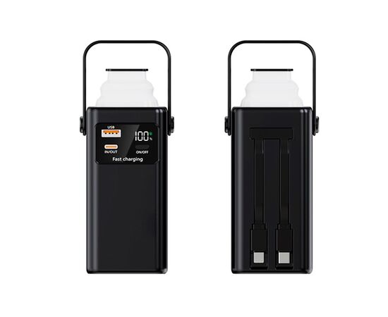 Батарея универсальная TheGeneral 20000mah Glim, 22.5W Fast Charge PD Lamp Black (40012919-01), изображение 4