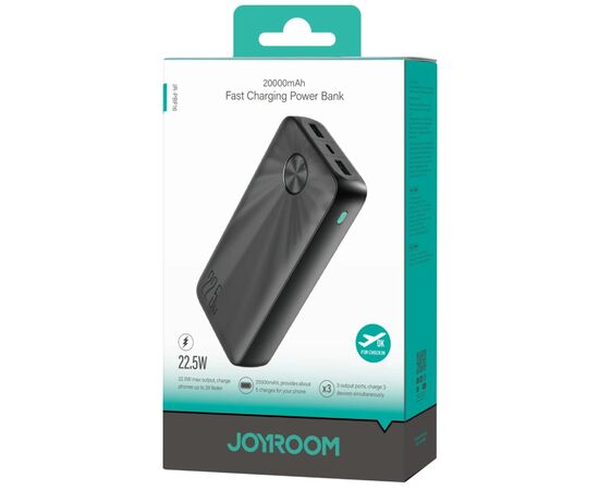 Батарея универсальная JOYROOM 20000mAh 22,5W PD, QC/3.0, 2*USB-A, USB-C In/Out Black (JR-PBF16), изображение 2
