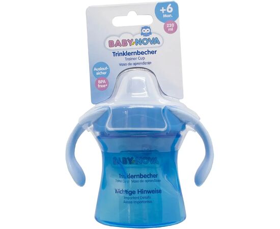 Поїльник-непроливайка Baby-Nova з ручками блакитна 220 м (3966044), зображення 2