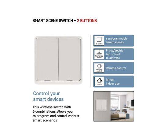 Умный выключатель EMOS H5012 2 buttons ZigBee 3.0 (H5012), изображение 9