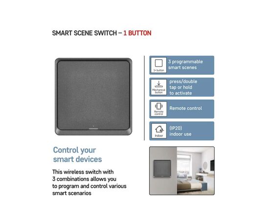 Умный выключатель EMOS H5014 1 buttons ZigBee 3.0 (H5014), изображение 11