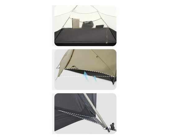 Намет Naturehike надлегкий двомісний Mongar CNK2550WS016, 15D, сiрий (6927595770504), зображення 10