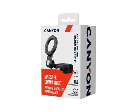 Тримач для смартфонів Canyon Magnetic travel holder OnGrip 11 clip mount Black (CNS-CCHM11), зображення 4