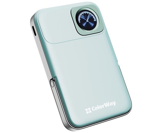 Батарея универсальная ColorWay 10 000 mAh PD/22.5W, 15W MagSafe & Watch Wireless Aquamarine (CW-PB100LPA2MT-WPDD)