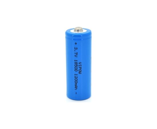 Аккумулятор 18500 1200mAh, Li-Ion, TipTop, 3.7V, Blue Vipow (ICR18500-1200mAhTT)