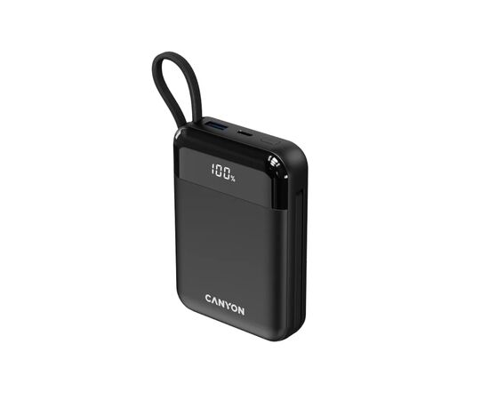 Батарея универсальная Canyon 10000mAh OnPower 104 PD/20W, QC/22.5W built-in cable Black (CNS-CPB104B), изображение 2