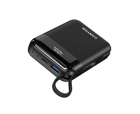 Батарея универсальная Canyon 10000mAh OnPower 104 PD/20W, QC/22.5W built-in cable Black (CNS-CPB104B), изображение 3