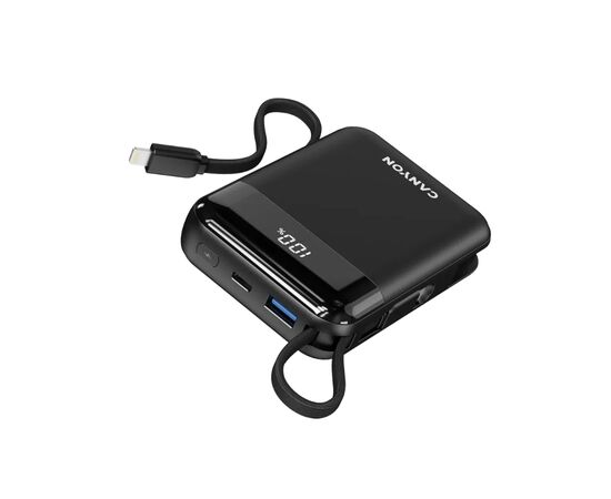 Батарея универсальная Canyon 10000mAh OnPower 104 PD/20W, QC/22.5W built-in cable Black (CNS-CPB104B), изображение 4