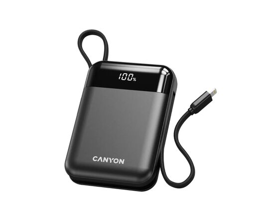 Батарея универсальная Canyon 10000mAh OnPower 104 PD/20W, QC/22.5W built-in cable Black (CNS-CPB104B)
