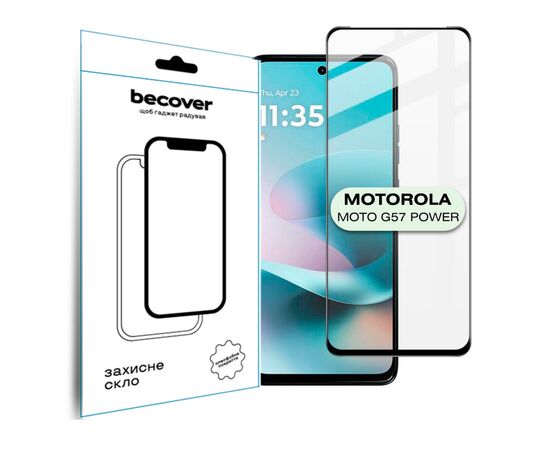 Скло захисне BeCover Motorola Moto G57 Power Black (714855)