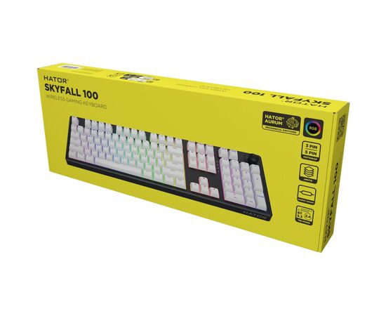 Клавиатура Hator Skyfall 100 Aurum Lemon RGB Wireless/Bluetooth/USB UA Black/White (HTK3100UA), изображение 6