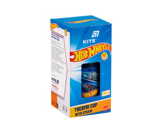 Поильник-непроливайка Kite Hot Wheels термочашка з трубочкою, 350 мл (HW25-1263), изображение 3